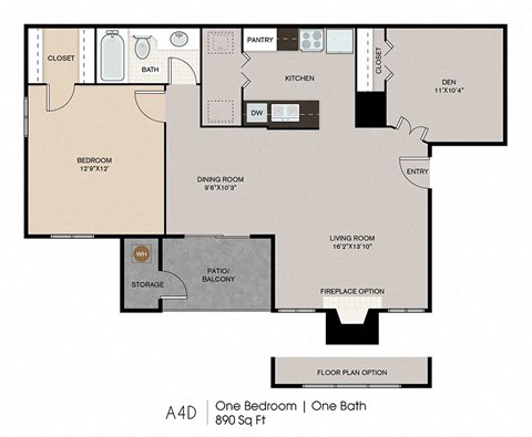 A4 | 2 BED / 1 BATH | 890 SQ FT